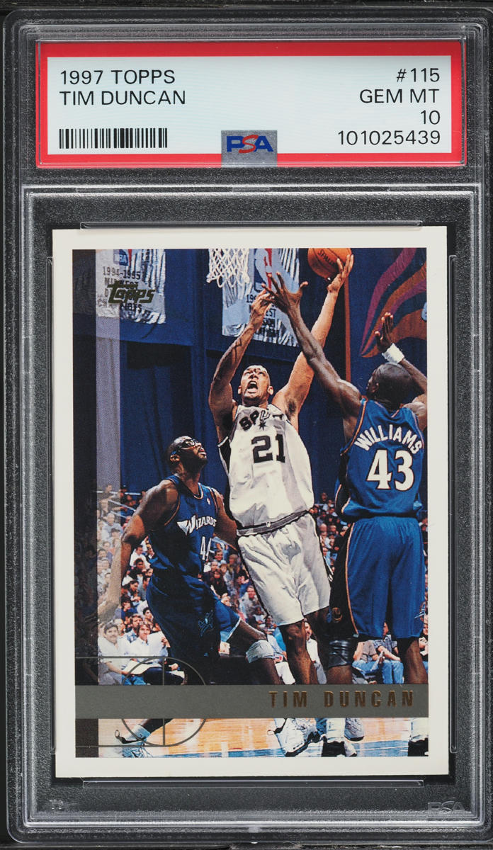 1997 Topps Basketball Tim Duncan ROOKIE #115 PSA 10 GEM MINT