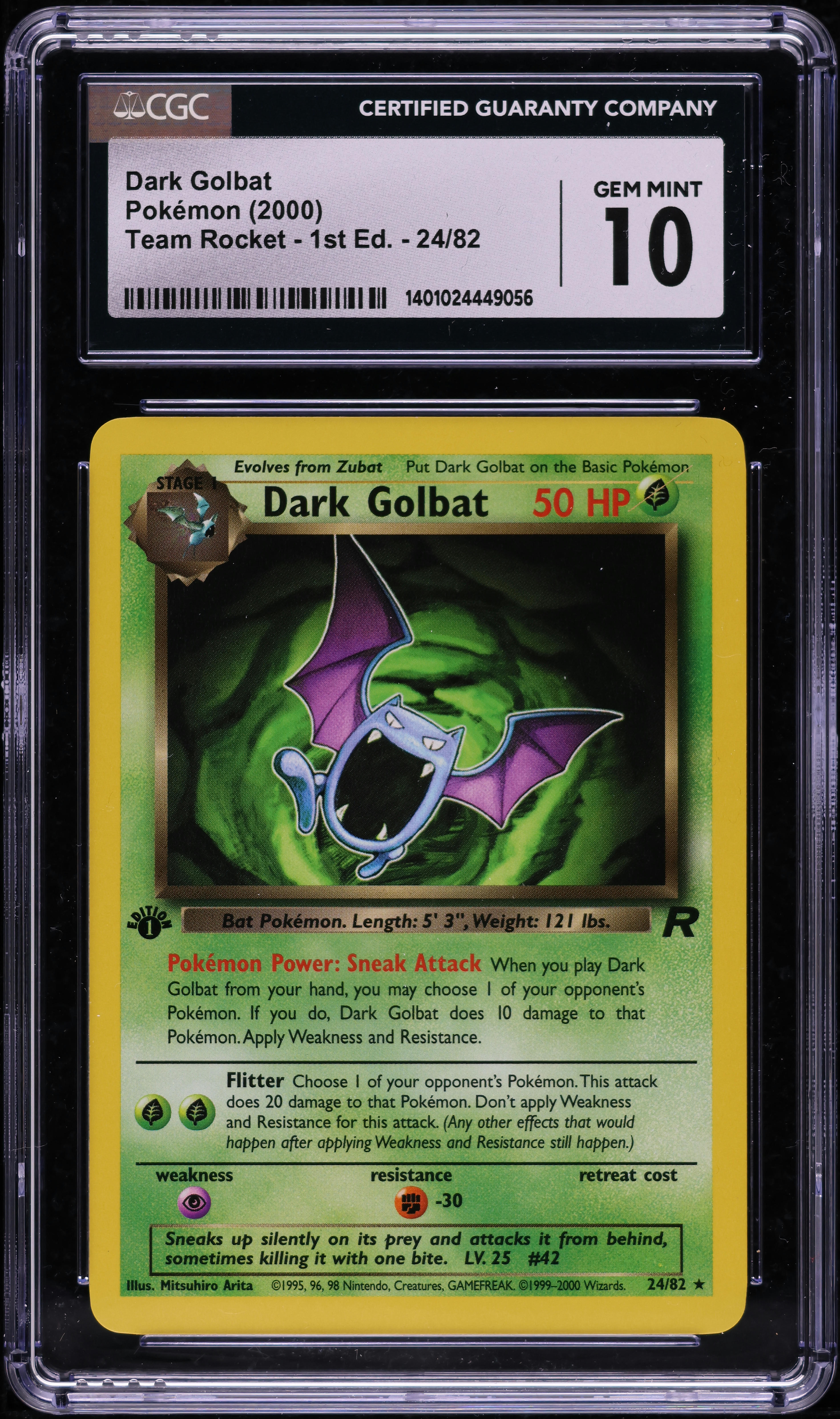 2000 Pokemon Team Rocket 1st Edition Dark Golbat #24 CGC 10 GEM MINT