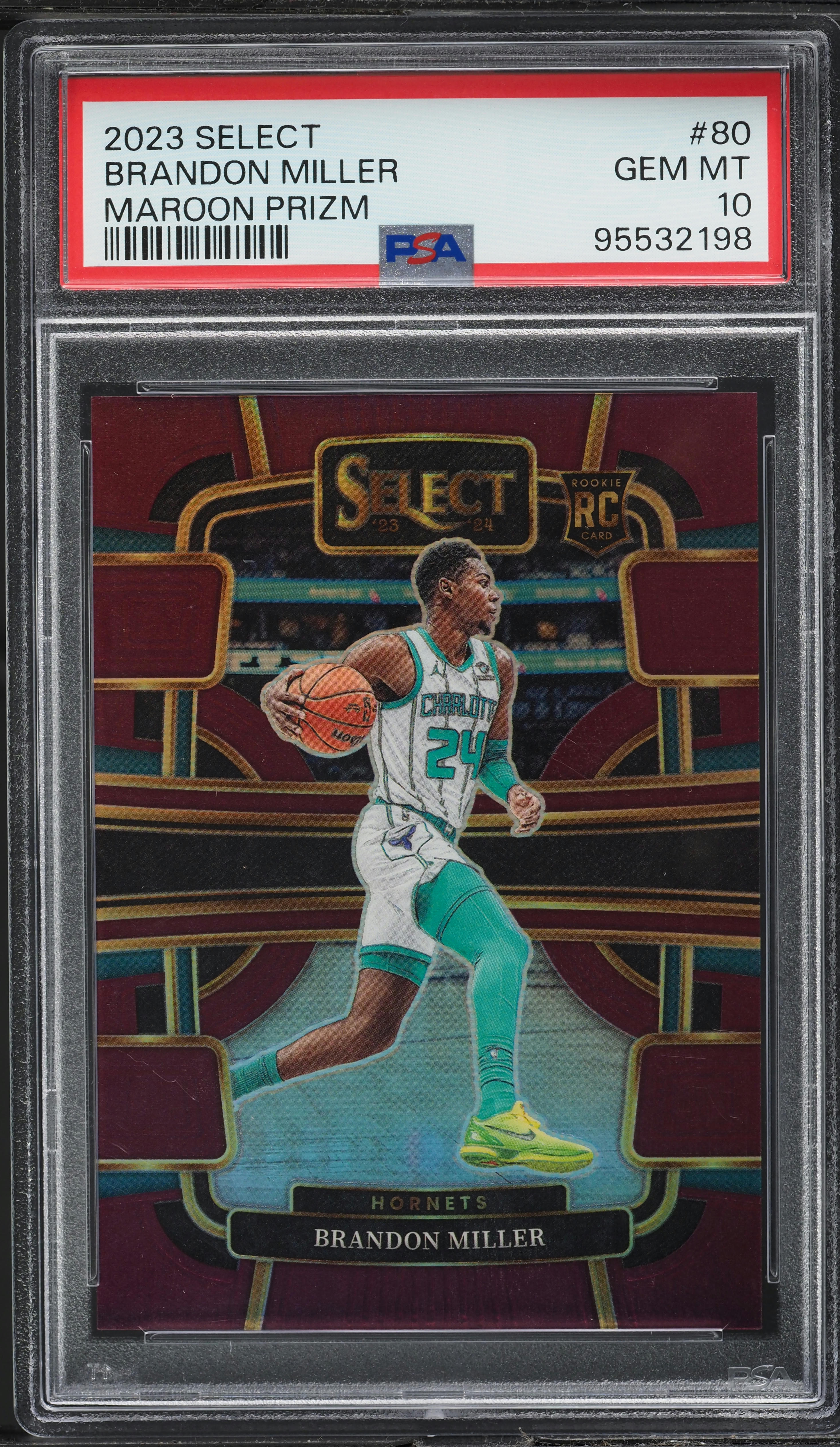 2023 Panini Select Maroon Prizm Brandon Miller ROOKIE /175 #80 PSA 10 GEM MINT