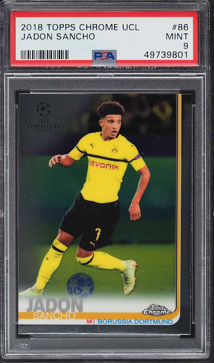 2018 Topps Chrome UEFA Champions League Jadon Sancho ROOKIE #86 PSA 9 MINT