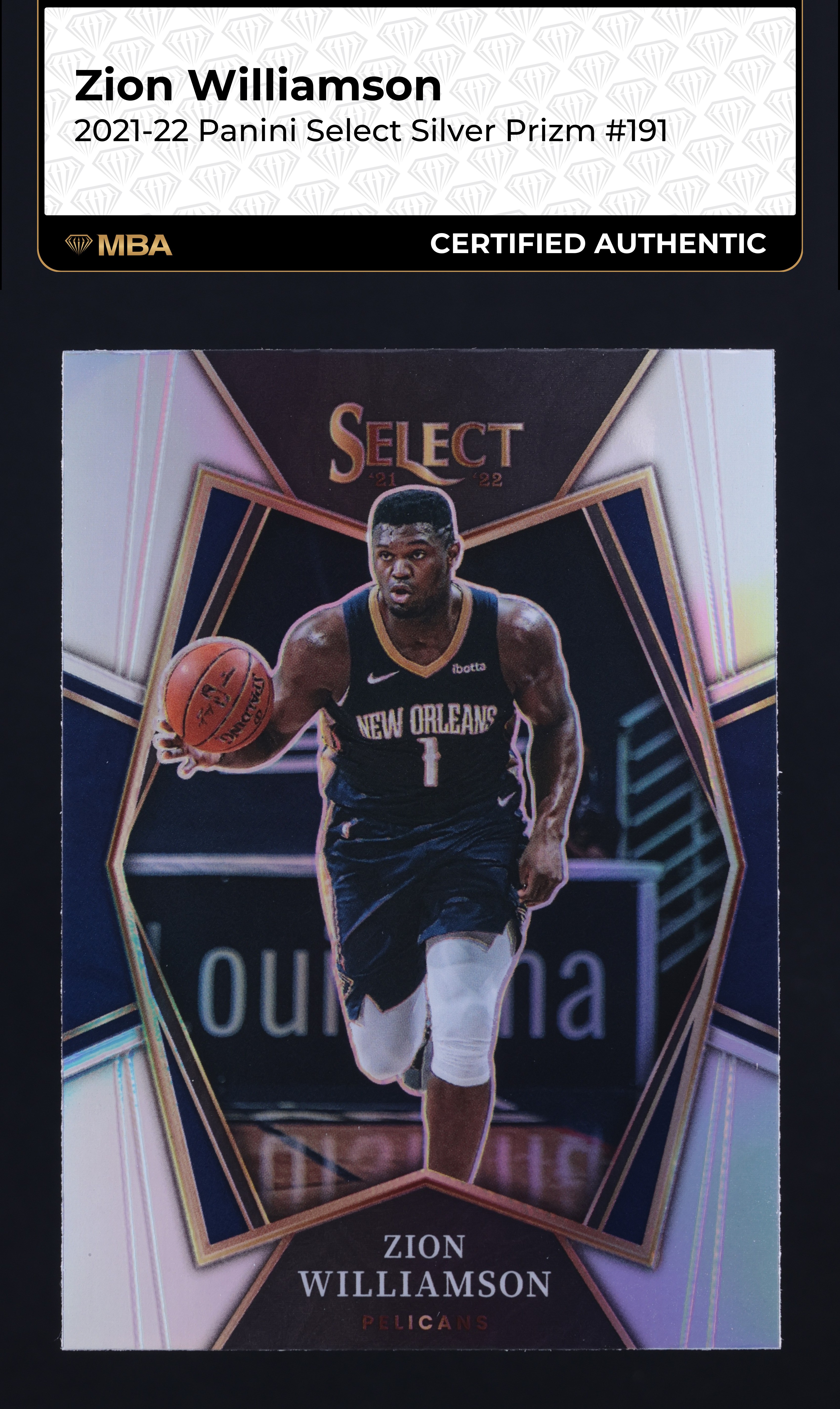 2021 Select Premier Level Silver Prizm Zion Williamson #191 MBA AUTH