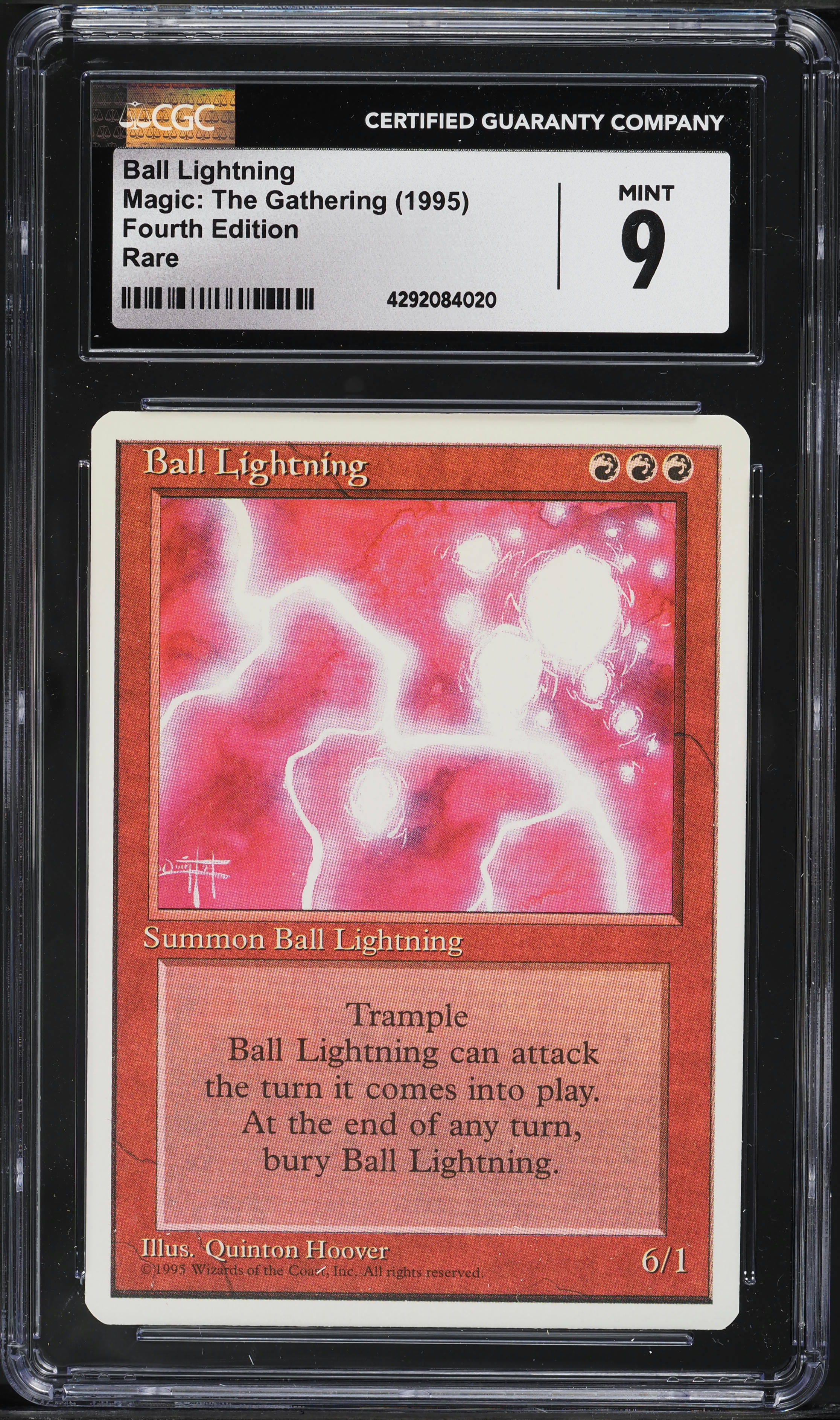 1995 Magic The Gathering MTG Fourth Edition Ball Lightning CGC 9 MINT