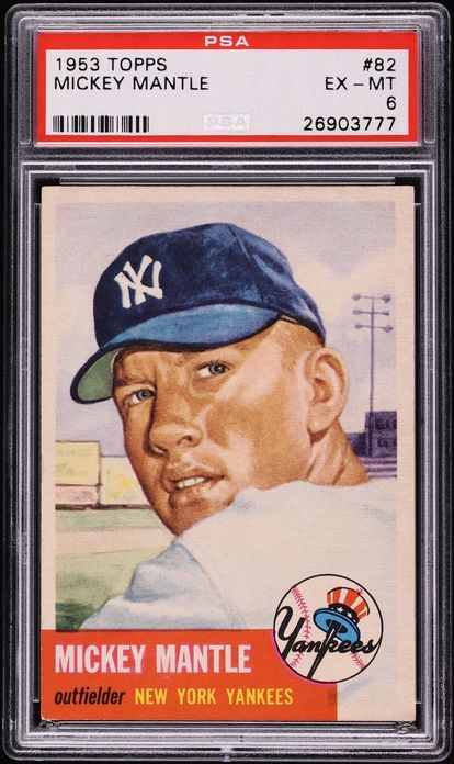 1953 Topps Mickey Mantle SHORT PRINT #82 PSA 6 EXMT