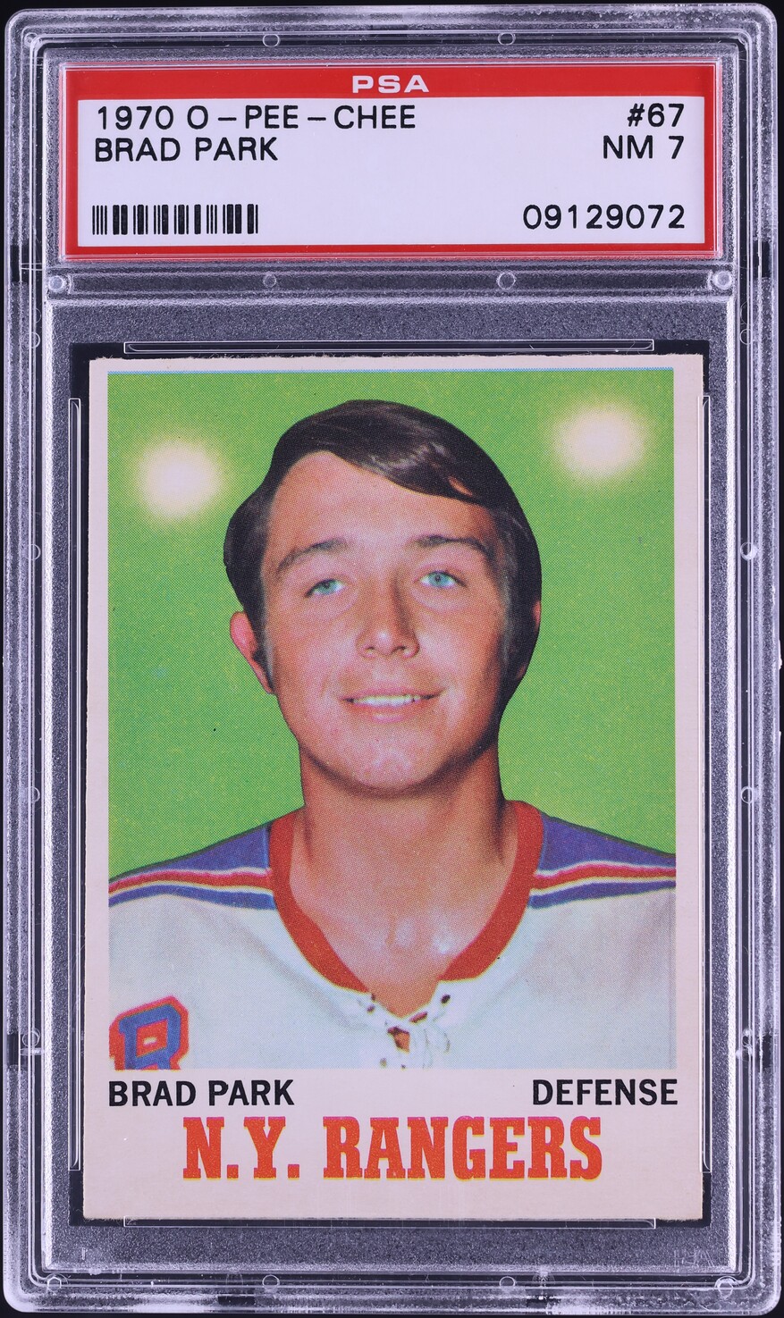 1970 O-Pee-Chee Hockey Brad Park ROOKIE #67 PSA 7 NRMT