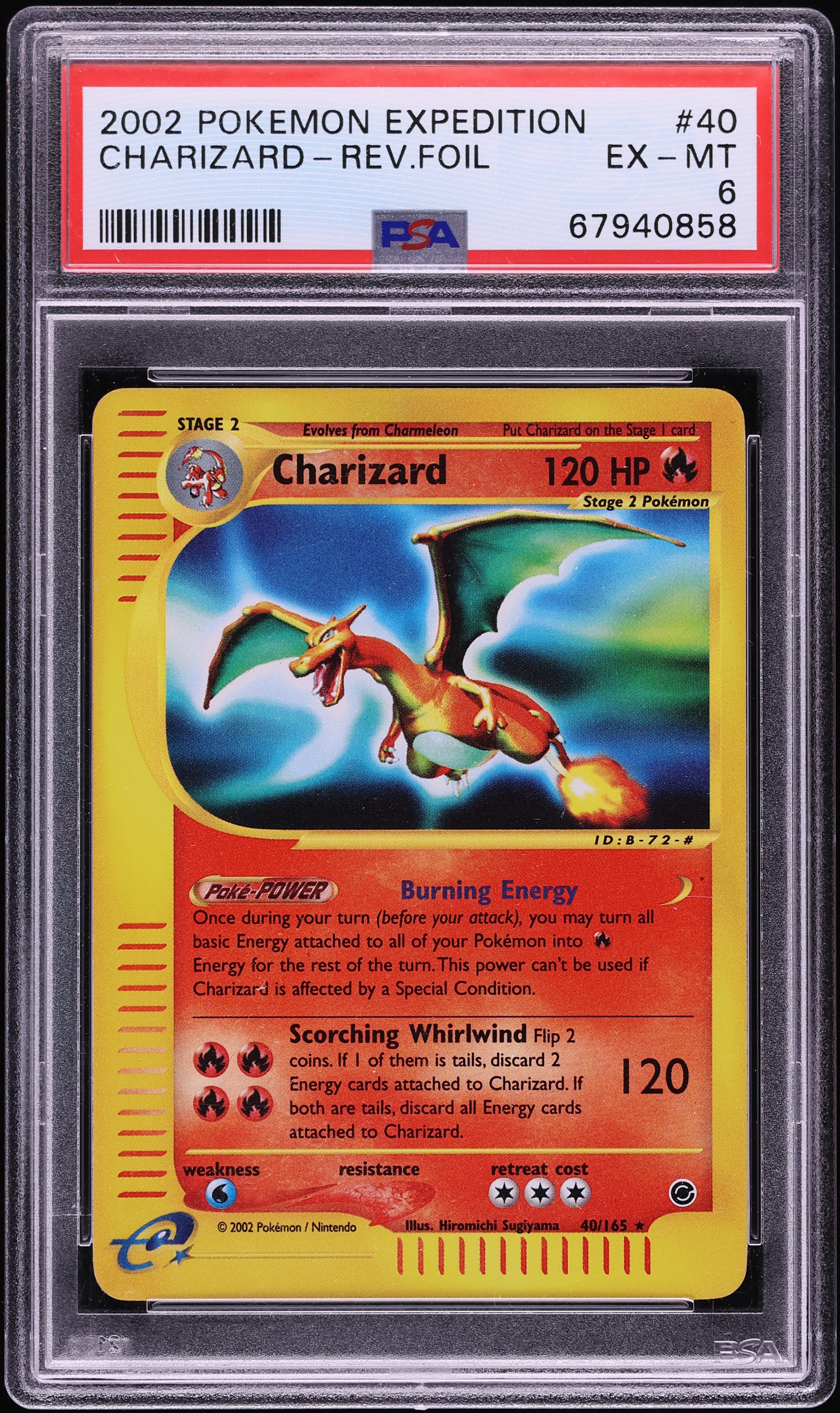 2002 Pokemon Expedition Reverse Holo Charizard #40 PSA 6 EXMT