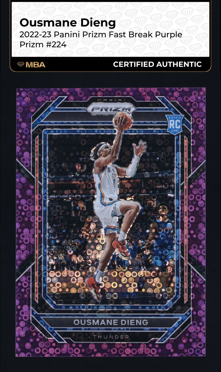2022 Panini Prizm Fast Break Purple Ousmane Dieng ROOKIE /75 #224 MBA AUTH