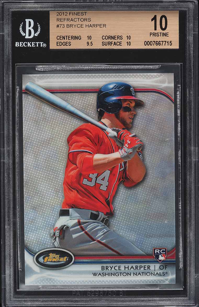 2012 Finest Refractor Bryce Harper ROOKIE #73 BGS 10 PRISTINE