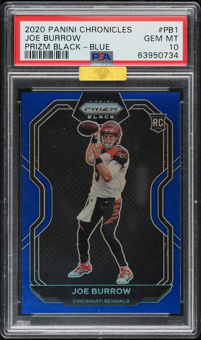 2020 Panini Chronicles Prizm Black Blue Joe Burrow ROOKIE /25 #PB-1 MBA PSA 10