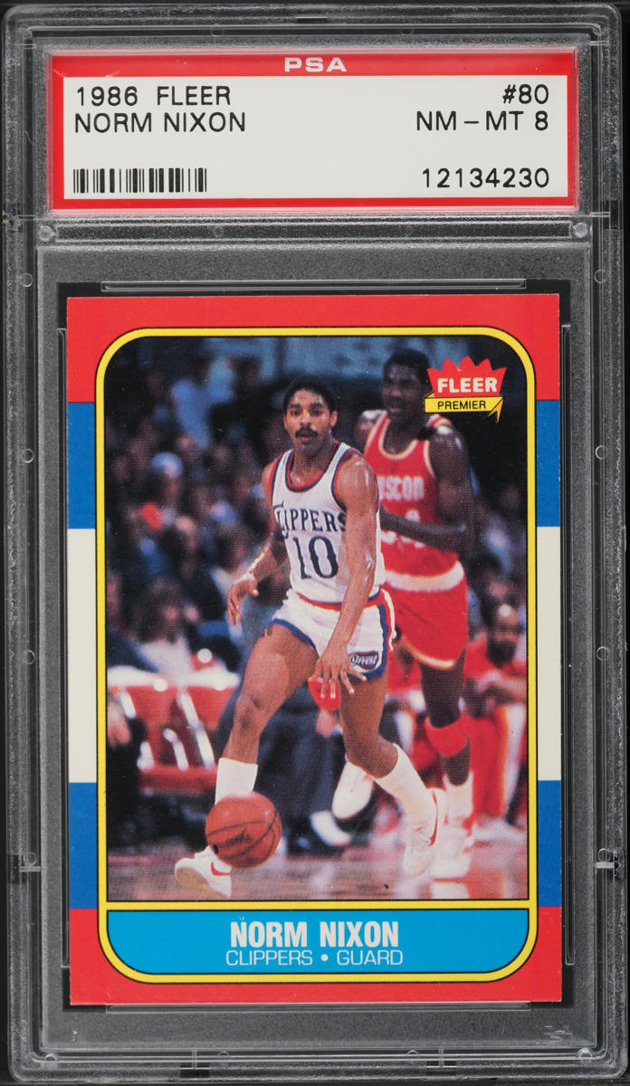 1986 Fleer Basketball Norm Nixon #80 PSA 8 NM-MT
