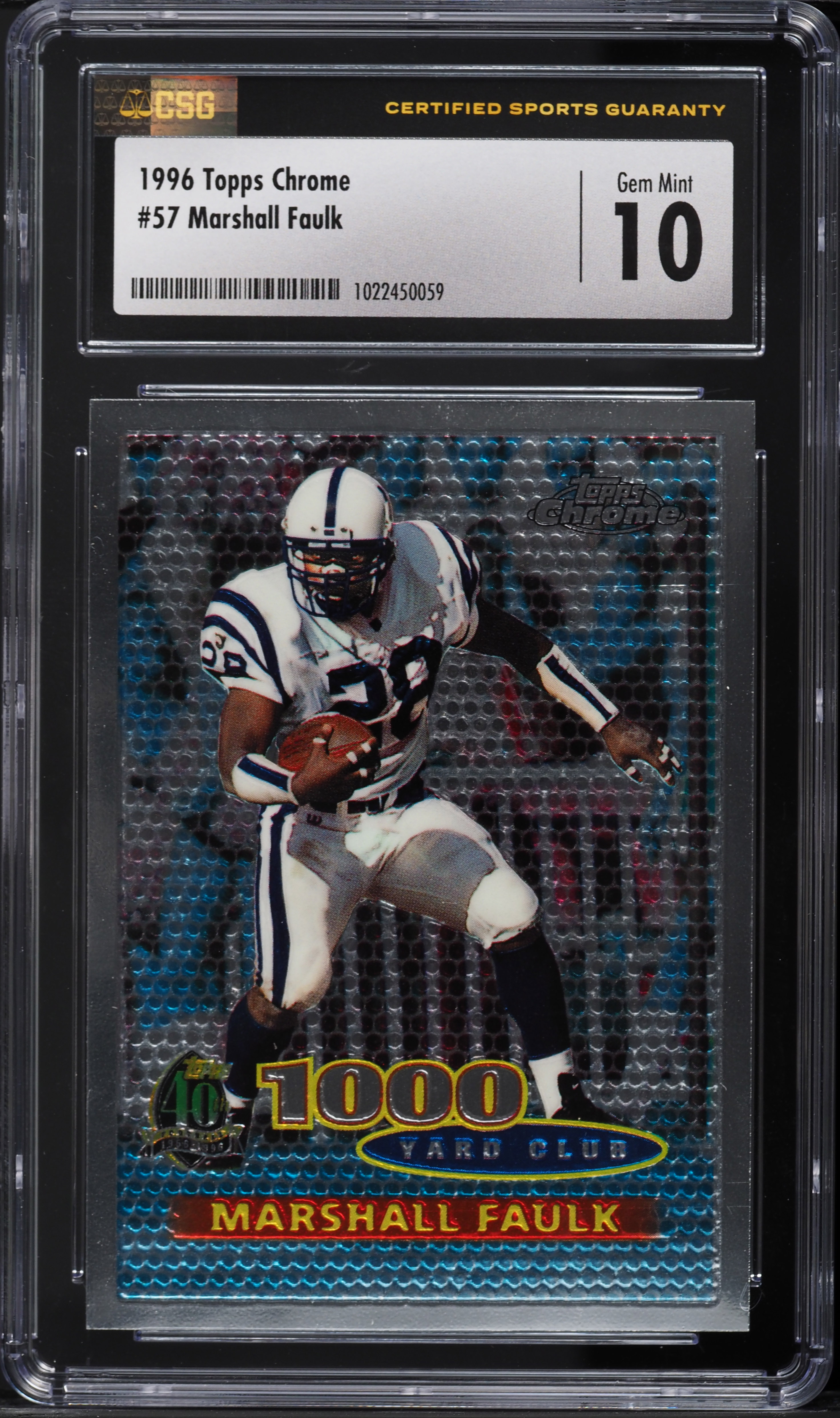 1996 Topps Chrome Marshall Faulk #57 CSG 10 GEM MINT