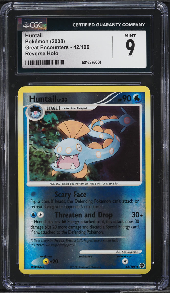 2008 Pokemon Diamond & Pearl Great Encounters Reverse Holo Huntail #42 CGC 9