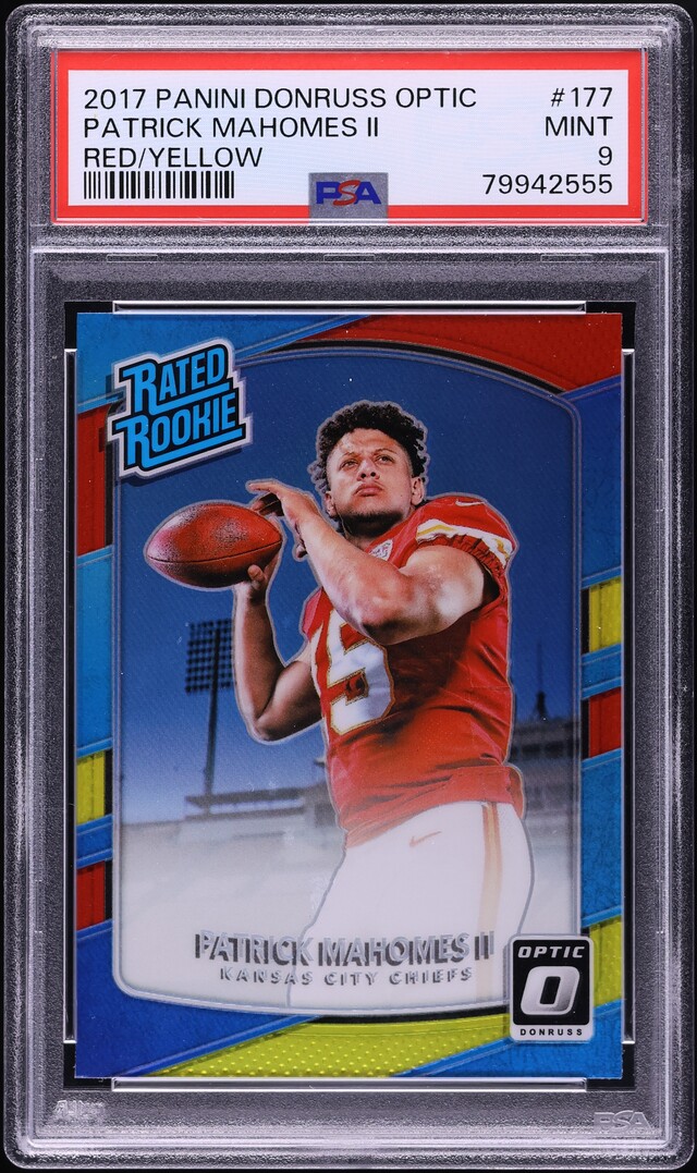 2017 Donruss Optic Red Yellow Patrick Mahomes II ROOKIE #177 PSA 9 MINT