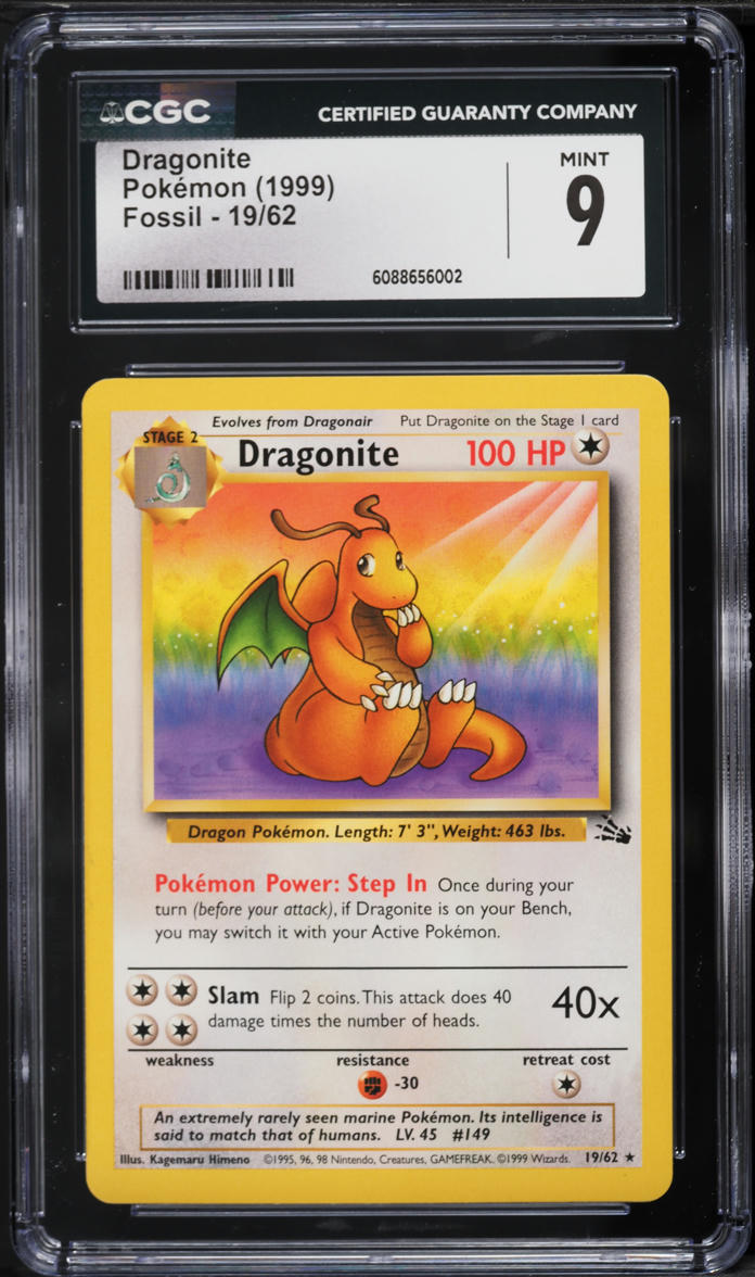 1999 Pokemon Fossil Dragonite #19 CGC 9 MINT