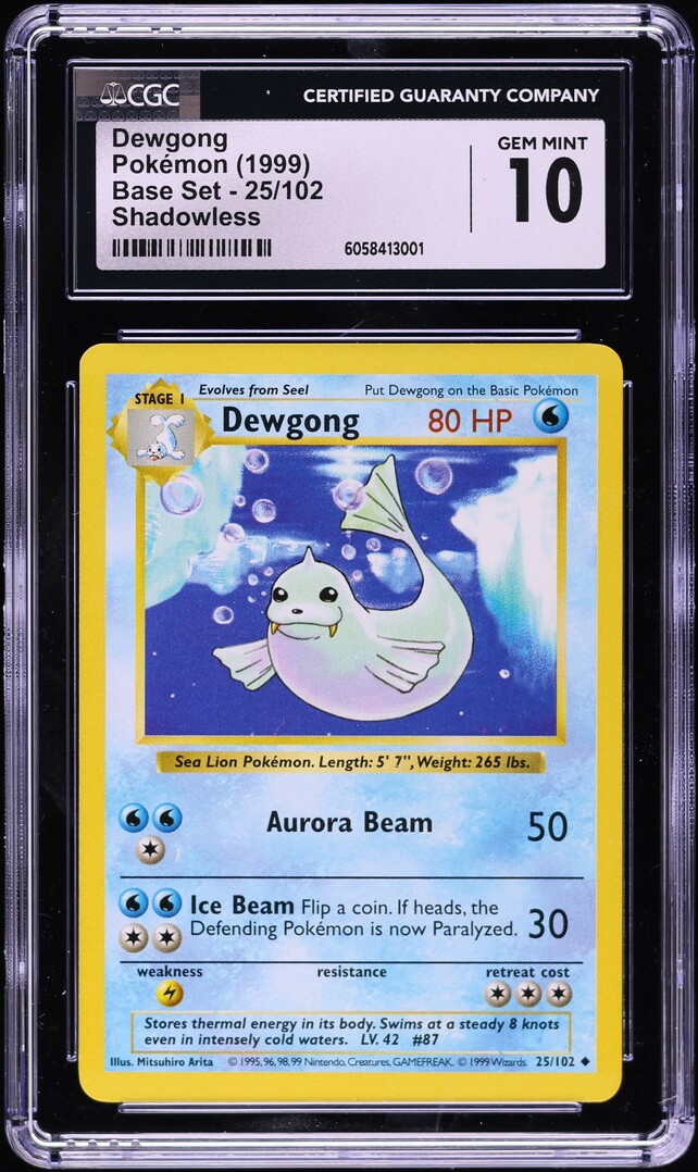 1999 Pokemon Base Set Shadowless Dewgong #25 CGC 10 GEM MINT