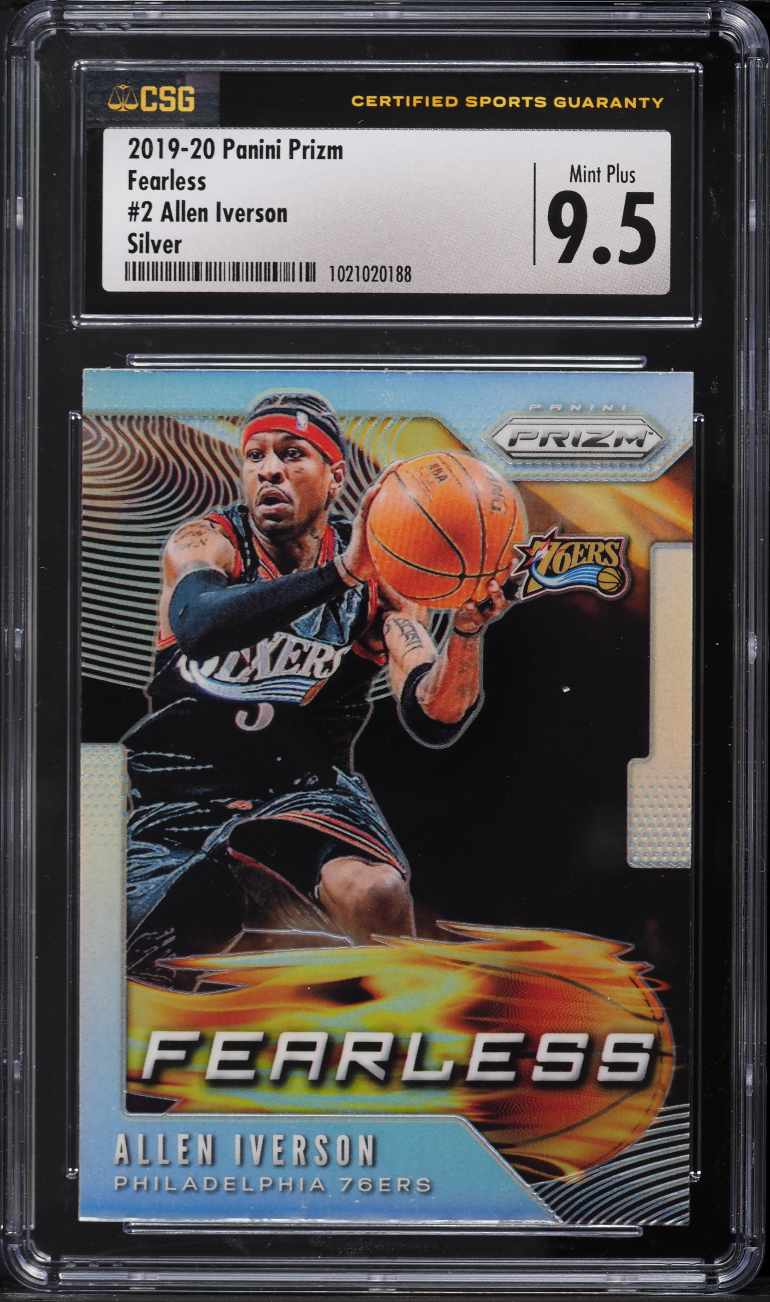 2019 Panini Prizm Fearless Silver Allen Iverson #2 CSG 9.5 MINT+