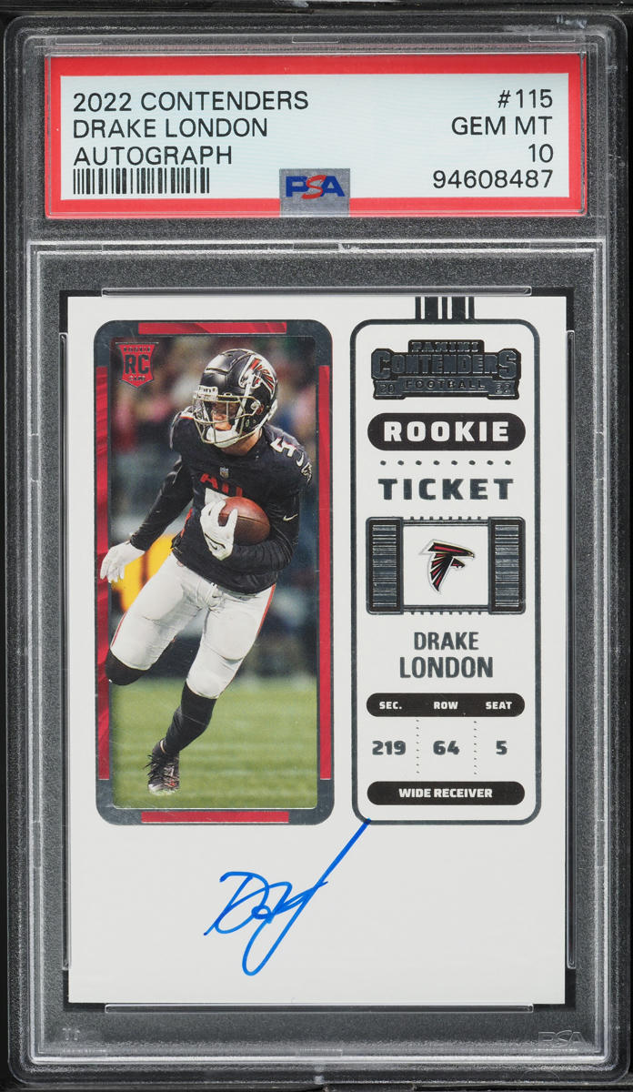 2022 Panini Contenders Drake London ROOKIE AUTO #115 PSA 10 GEM MINT