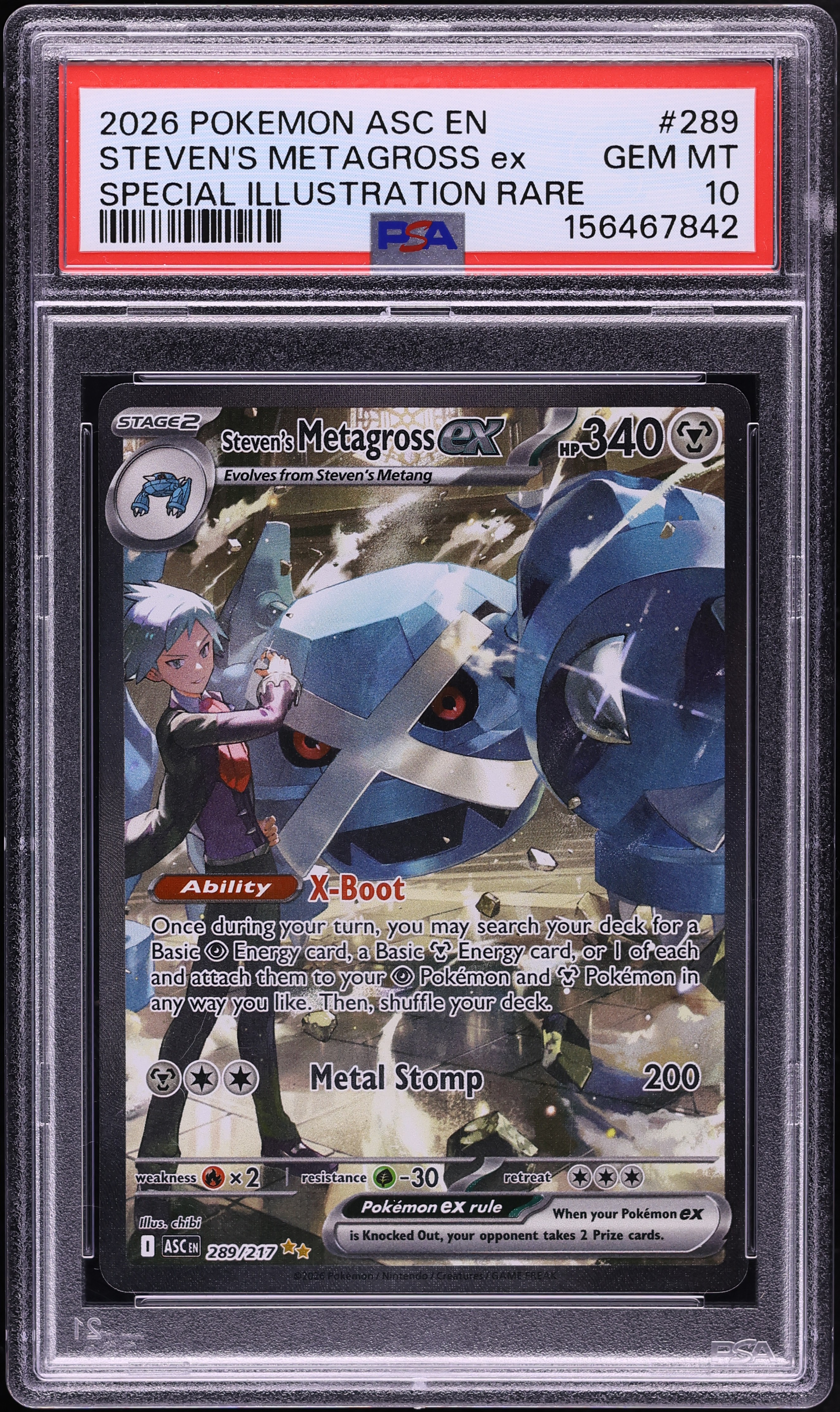 2026 Pokemon Mega Evolution Ascended Heroes SIR Steven's Metagross EX #289 PSA 10 GEM MINT