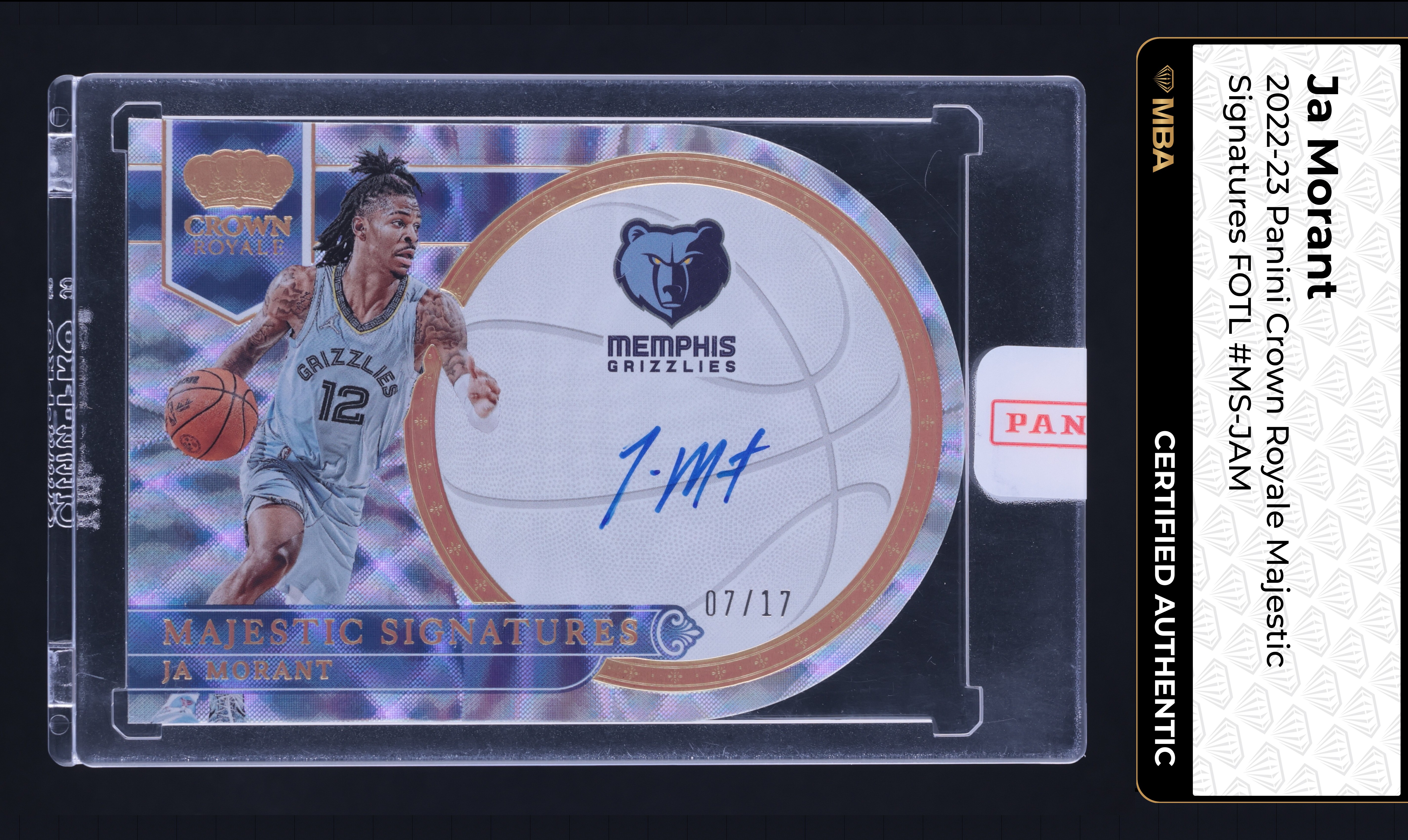 2022 Crown Royale Majestic Signatures FOTL Die-Cut Ja Morant AUTO /17 MBA AUTH