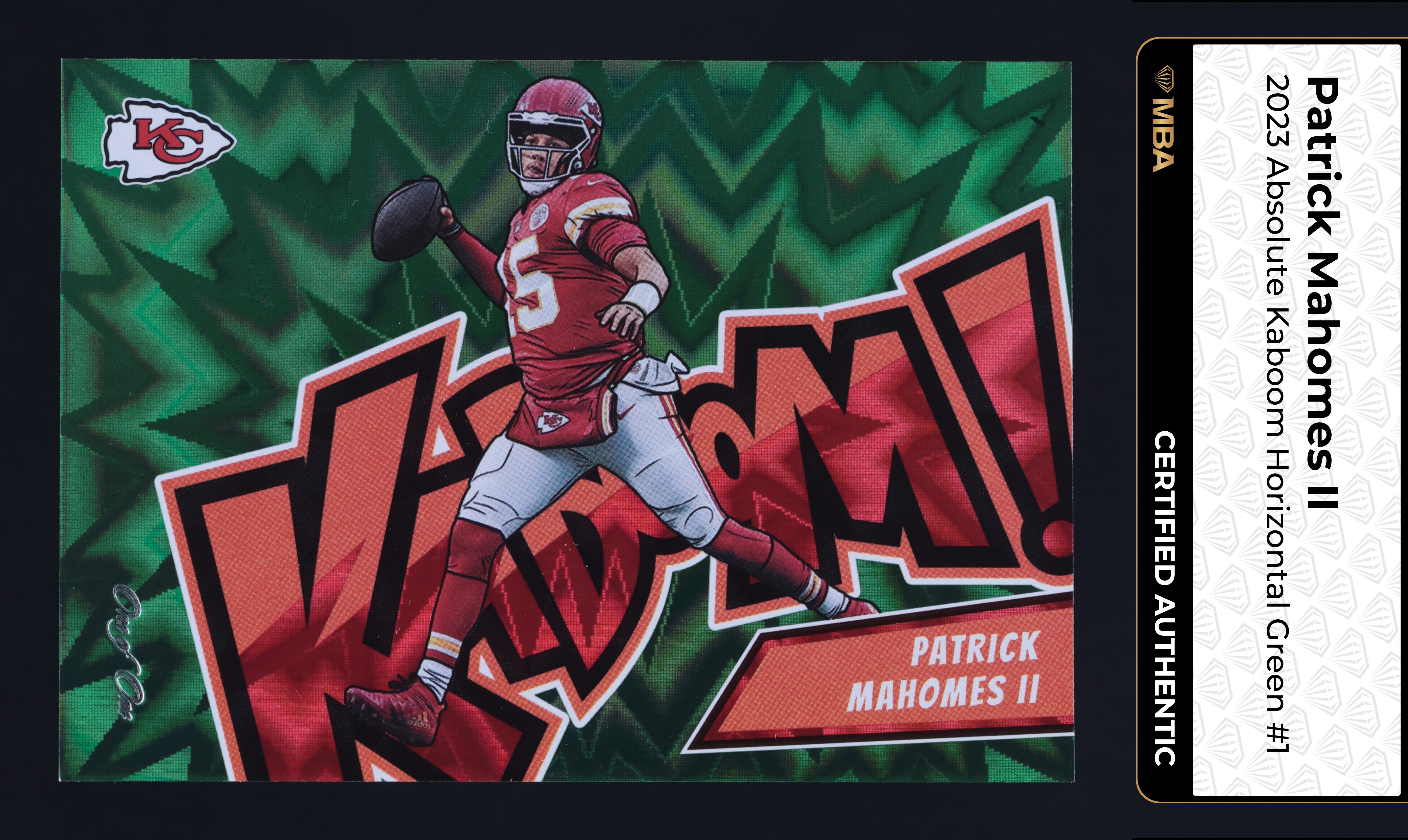 2023 Absolute Kaboom! Horizontal Green Patrick Mahomes II 1/1 #1 MBA AUTH