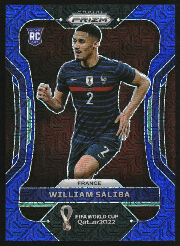 2022 Panini Prizm World Cup Prizms Blue Mojo #106 William Saliba RC /75