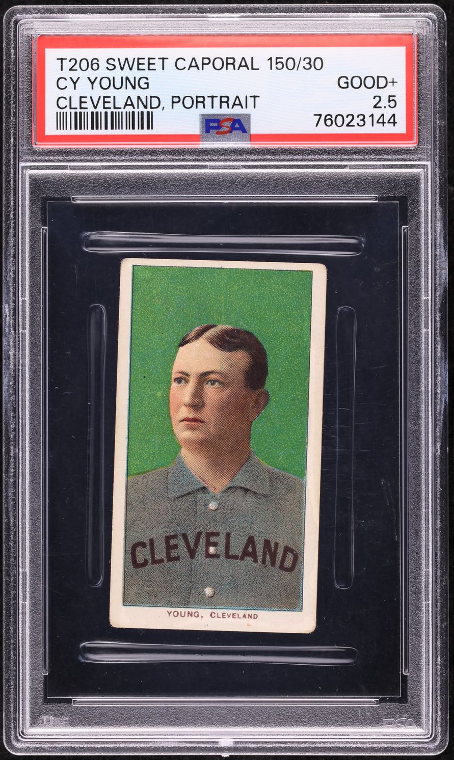 1909-11 T206 Cy Young GREEN PORTRAIT, SWEET CAPORAL PSA 2.5
