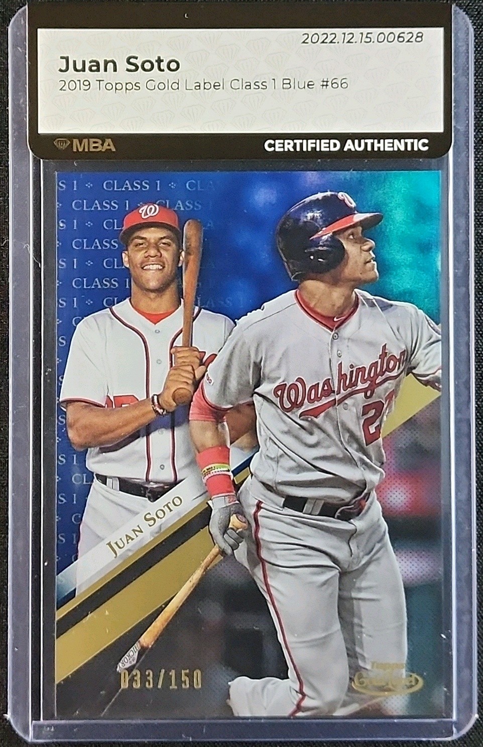 2019 Topps Gold Label Class 1 Blue Juan Soto /150 #66 MBA AUTH