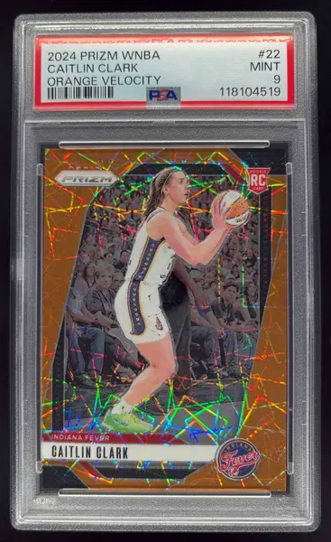 2024 Panini WNBA Prizm Orange Velocity Prizm #22 Caitlin Clark RC PSA 9