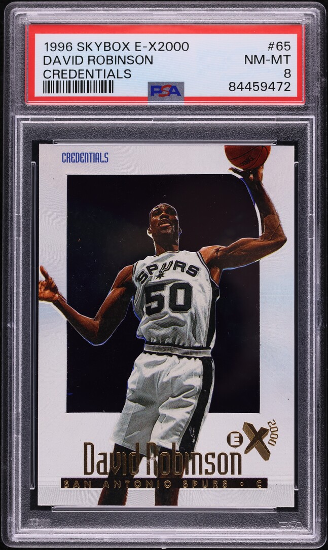 1996 Skybox E-X2000 Credentials David Robinson /499 #65 PSA 8 NM-MT