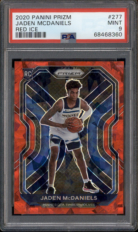 2020 Panini Prizm Red Ice #277 Jaden Mcdaniels RC PSA 9