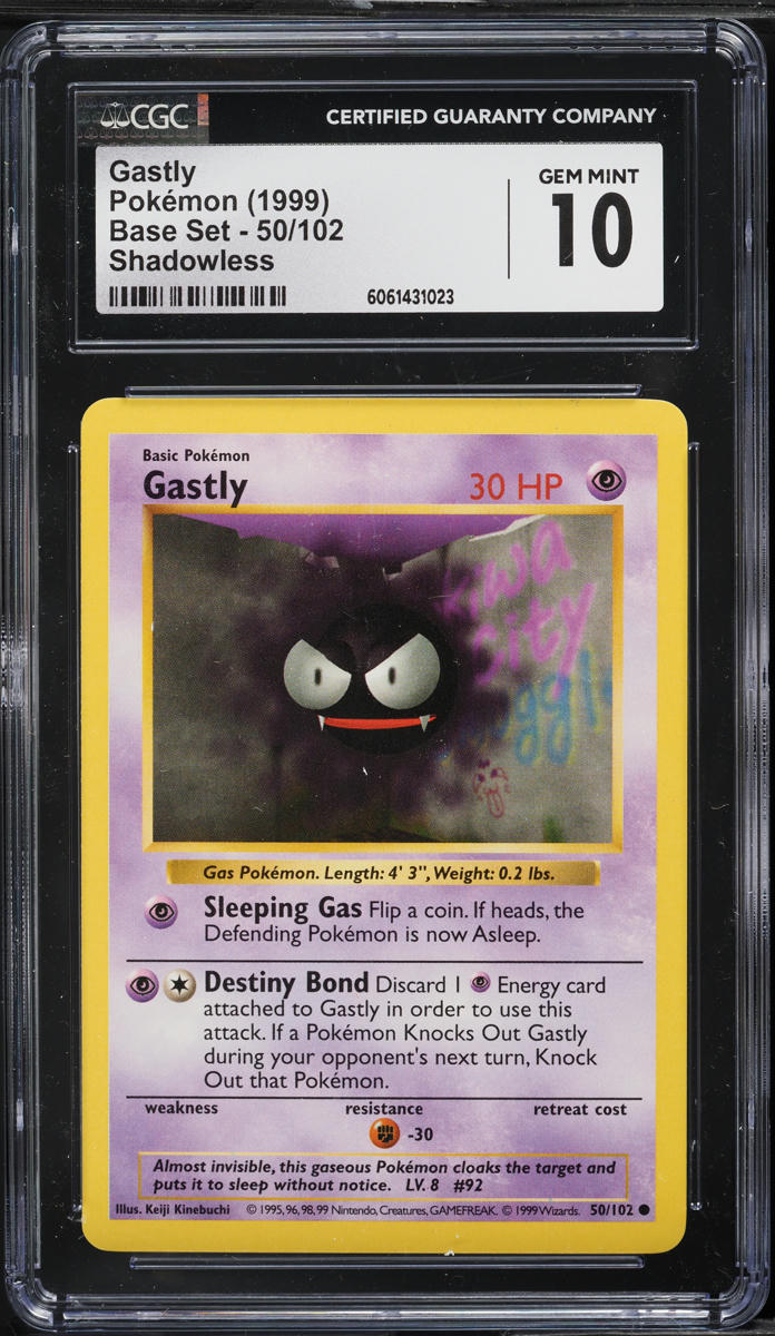 1999 Pokemon Base Set Shadowless Gastly #50 CGC 10 GEM MINT