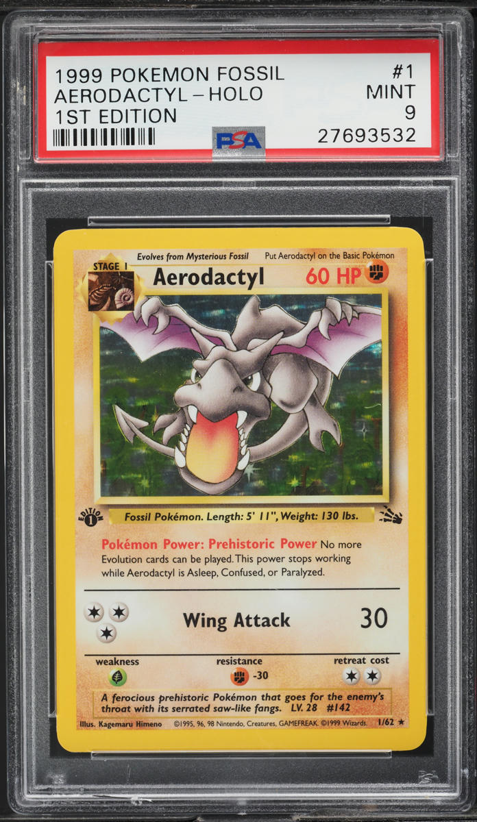 1999 Pokemon Fossil 1st Edition Holo Aerodactyl #1 PSA 9 MINT