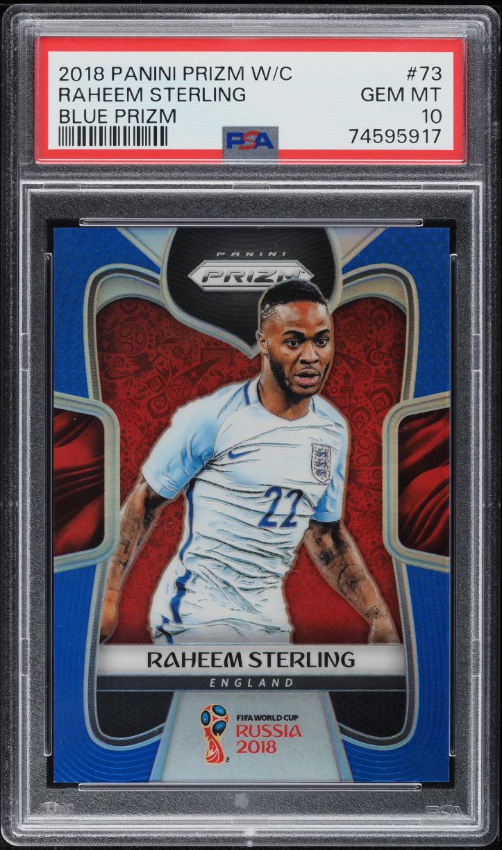 2018 Panini Prizm World Cup Blue Raheem Sterling /199 #73 PSA 10 GEM MINT