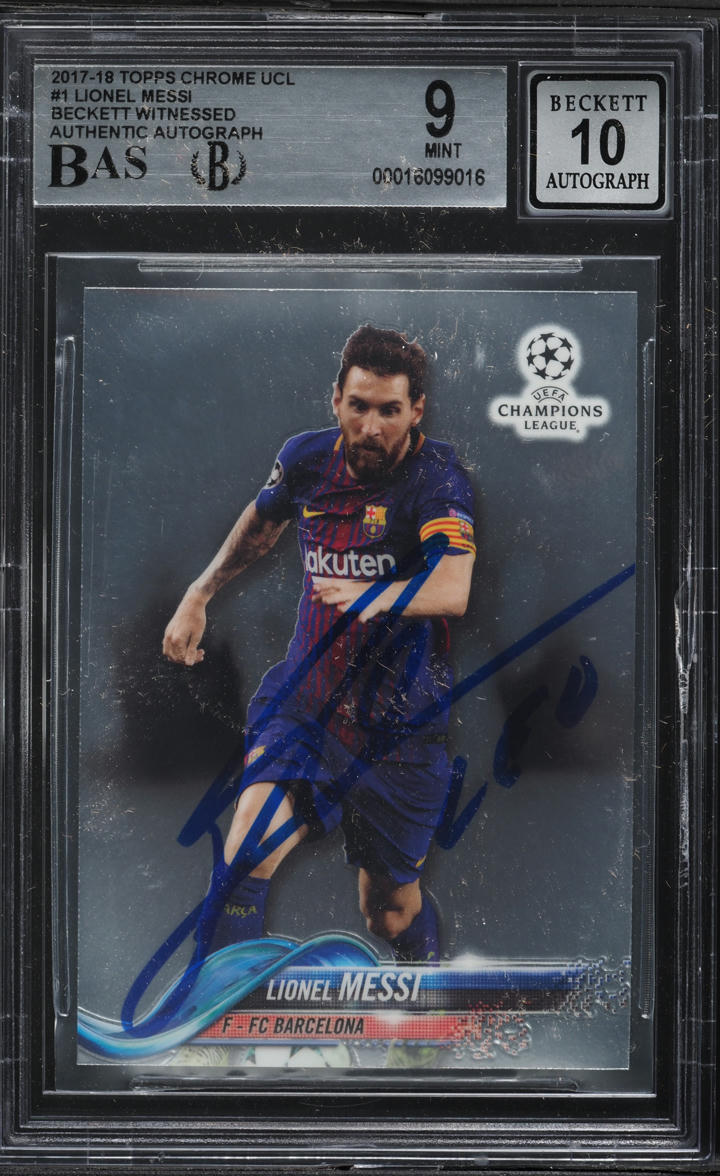 2017 Topps Chrome UEFA Champions League Lionel Messi AUTO #1 BGS 9 MINT