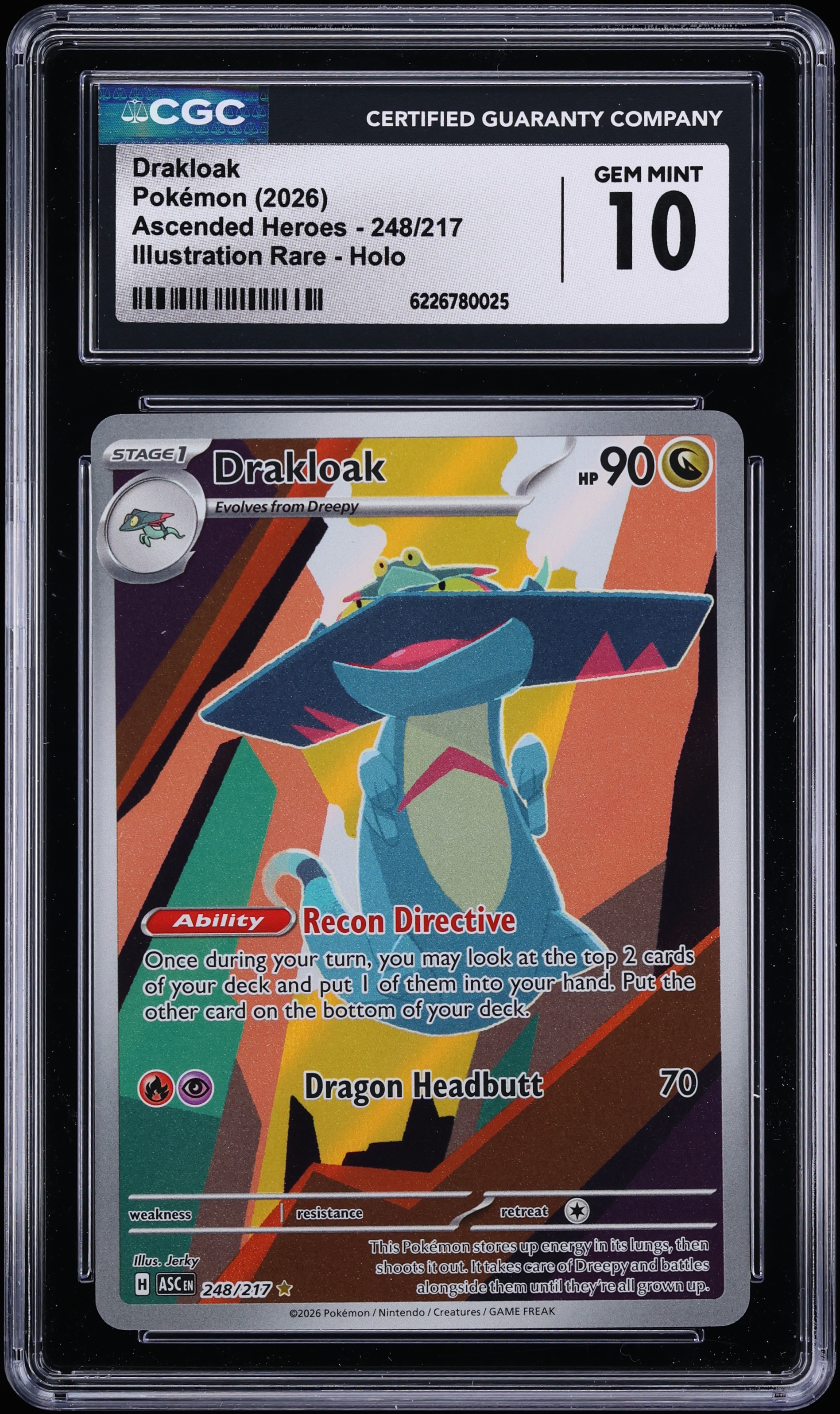 2026 Pokemon Mega Evolution Ascended Heroes IR Drakloak #248 CGC 10 GEM MINT