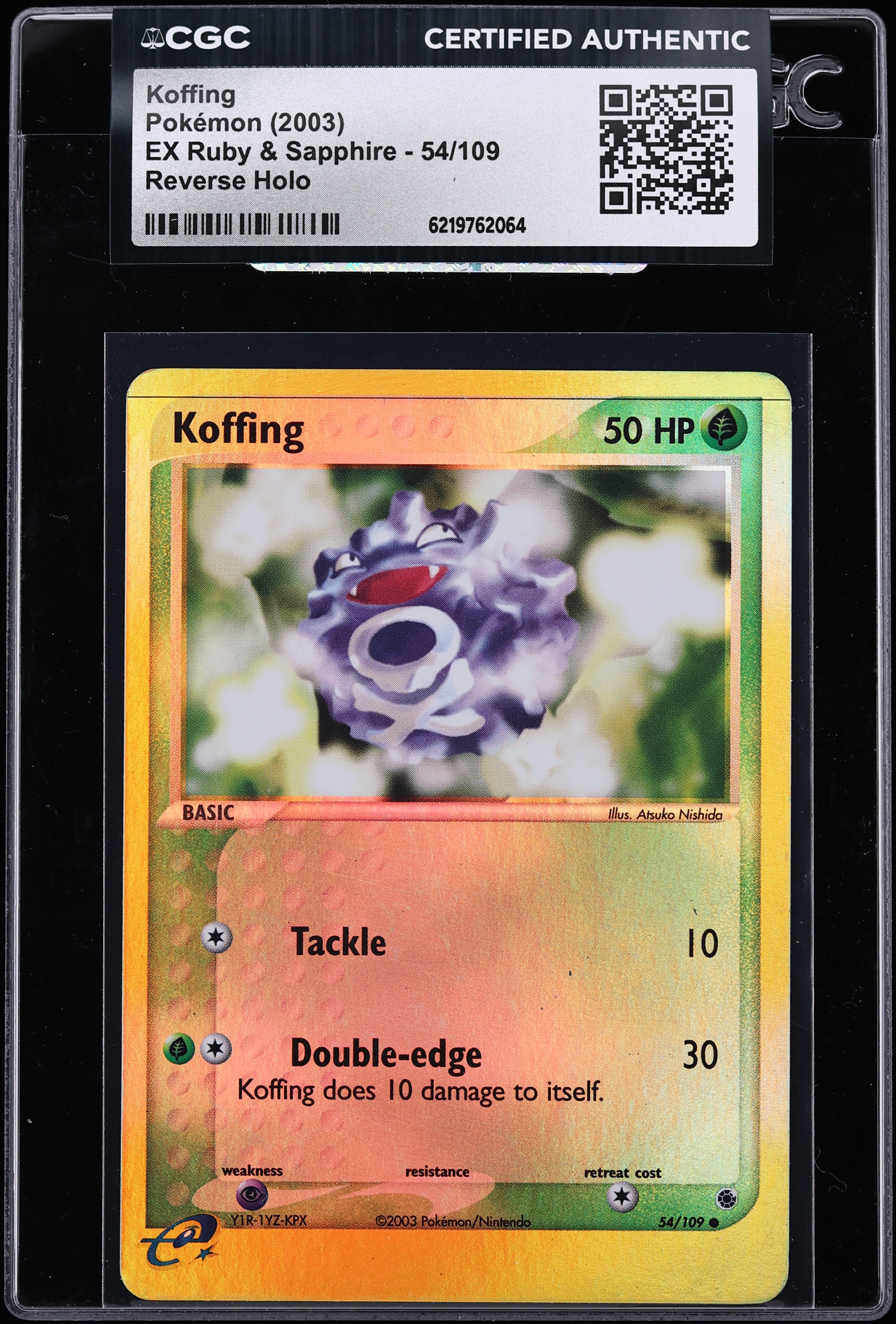 2003 Pokemon EX Ruby & Sapphire Reverse Holo Koffing #54 CGC AUTH