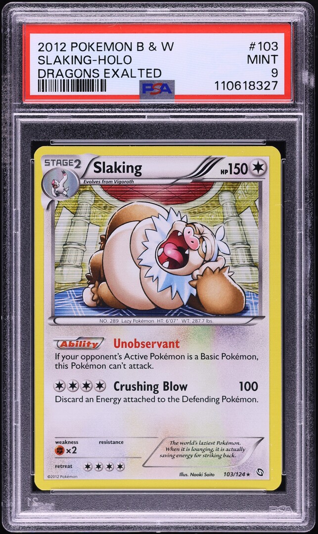 2012 Pokemon Black & White Dragons Exalted Holo Slaking #103 PSA 9 MINT