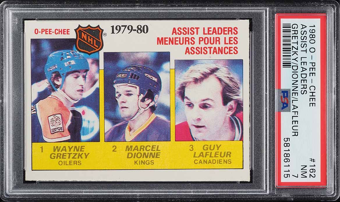 1980 O-Pee-Chee Hockey Wayne Gretzky Dionne Lafleur LDRS #162 PSA 7 NRMT