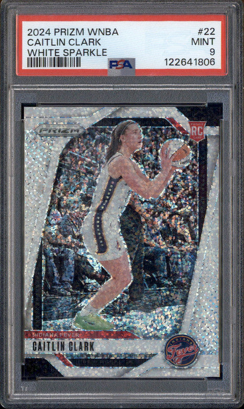 2024 Panini Prizm WNBA White Sparkle #22 Caitlin Clark RC Rookie PSA 9