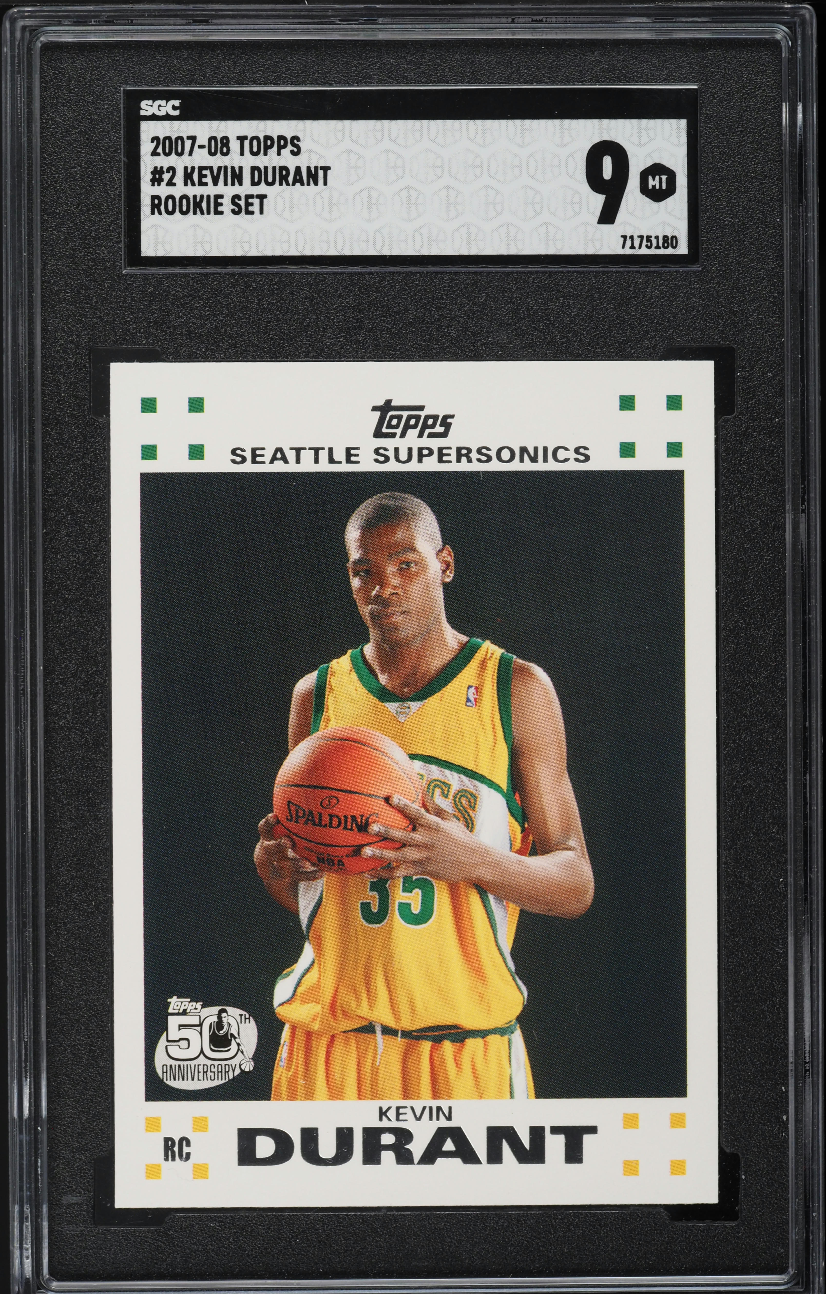 2007 Topps Basketball Kevin Durant ROOKIE #2 SGC 9 MINT