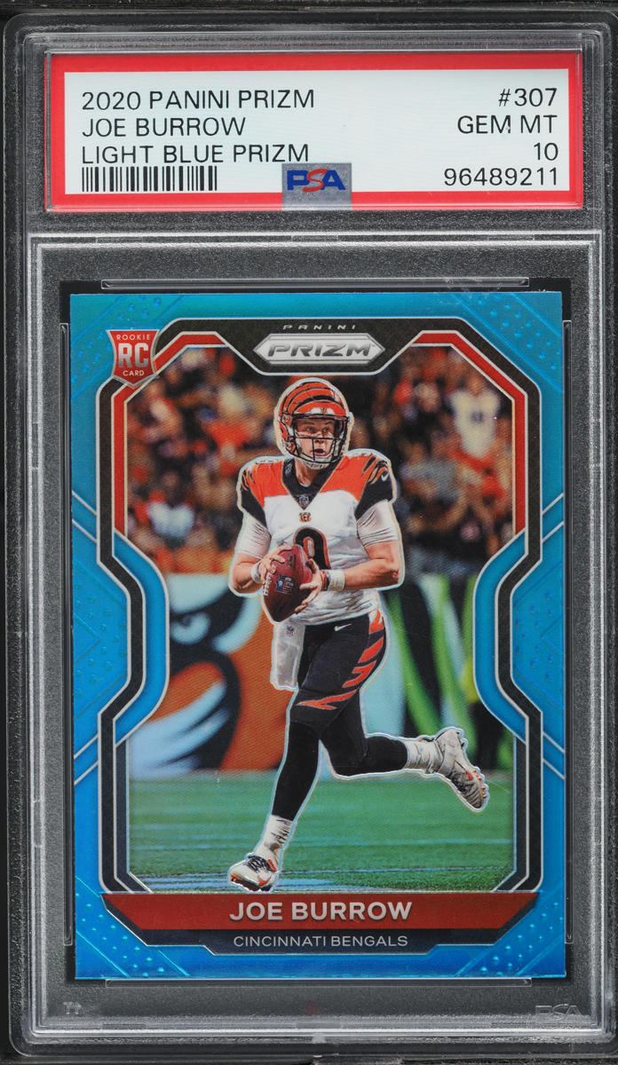 2020 Panini Prizm Light Blue Joe Burrow ROOKIE #307 PSA 10 GEM MINT