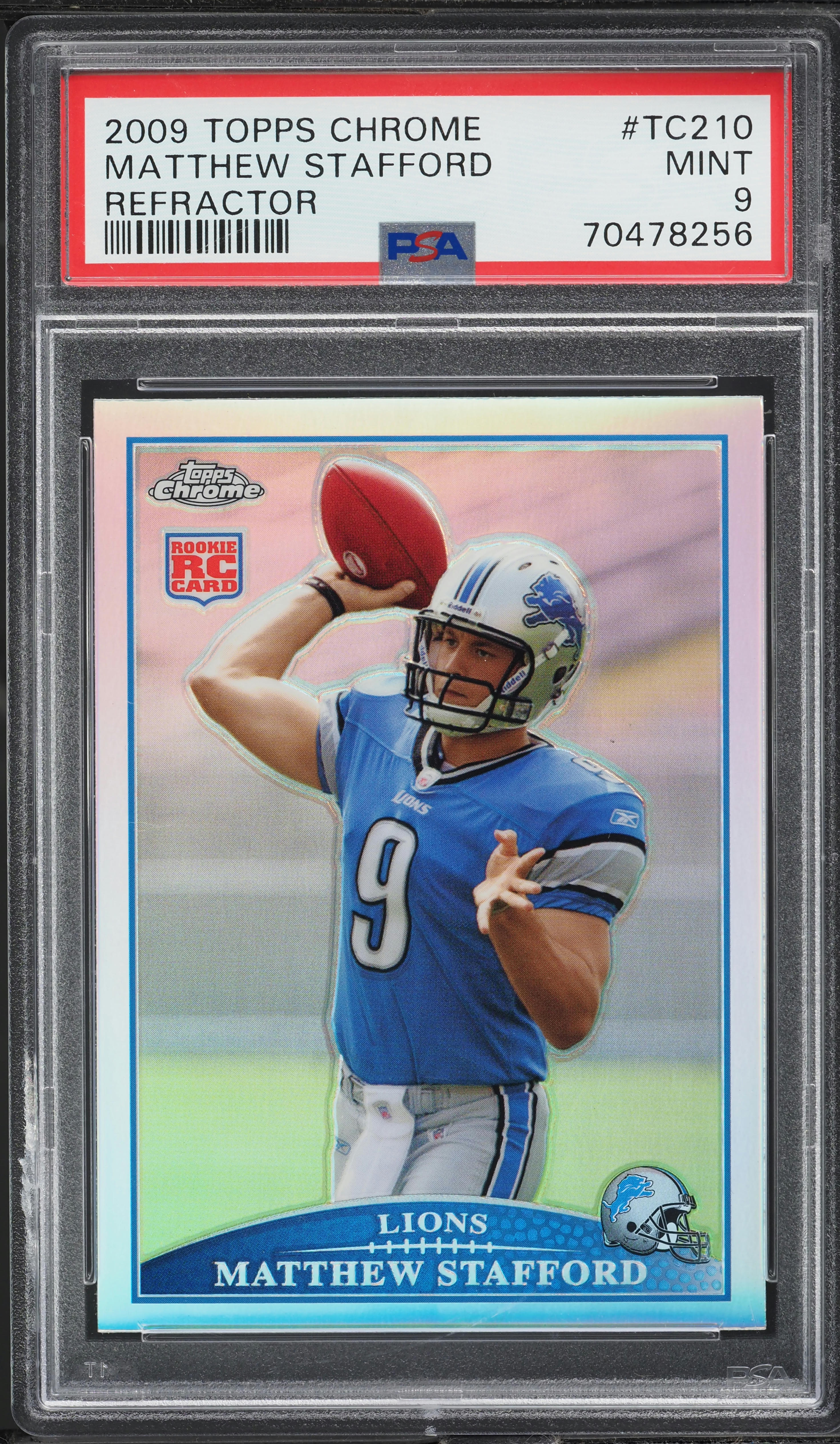 2009 Topps Chrome Refractor Matthew Stafford ROOKIE #TC210 PSA 9 MINT