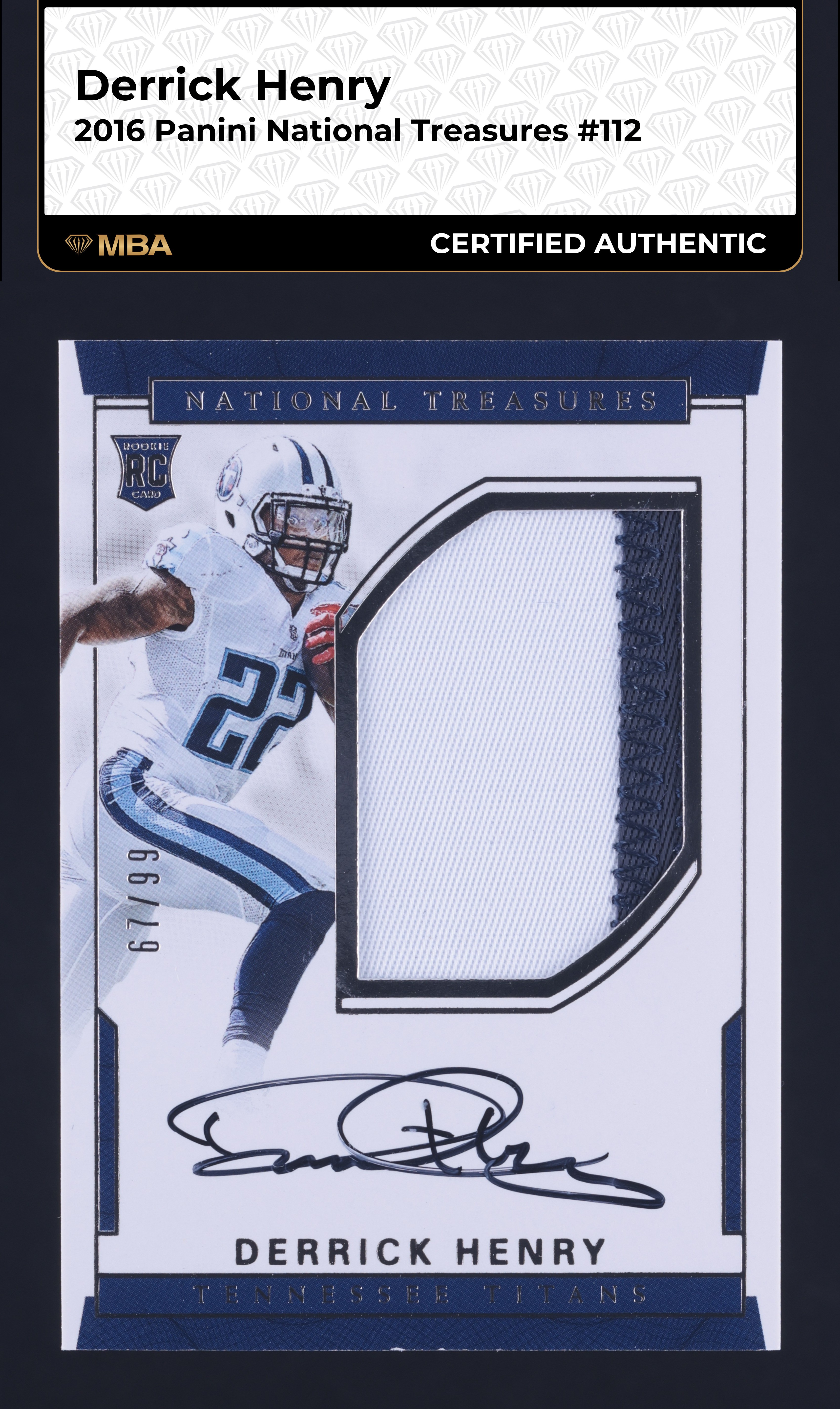 2016 National Treasures Derrick Henry ROOKIE PATCH AUTO /99 #112 MBA AUTH