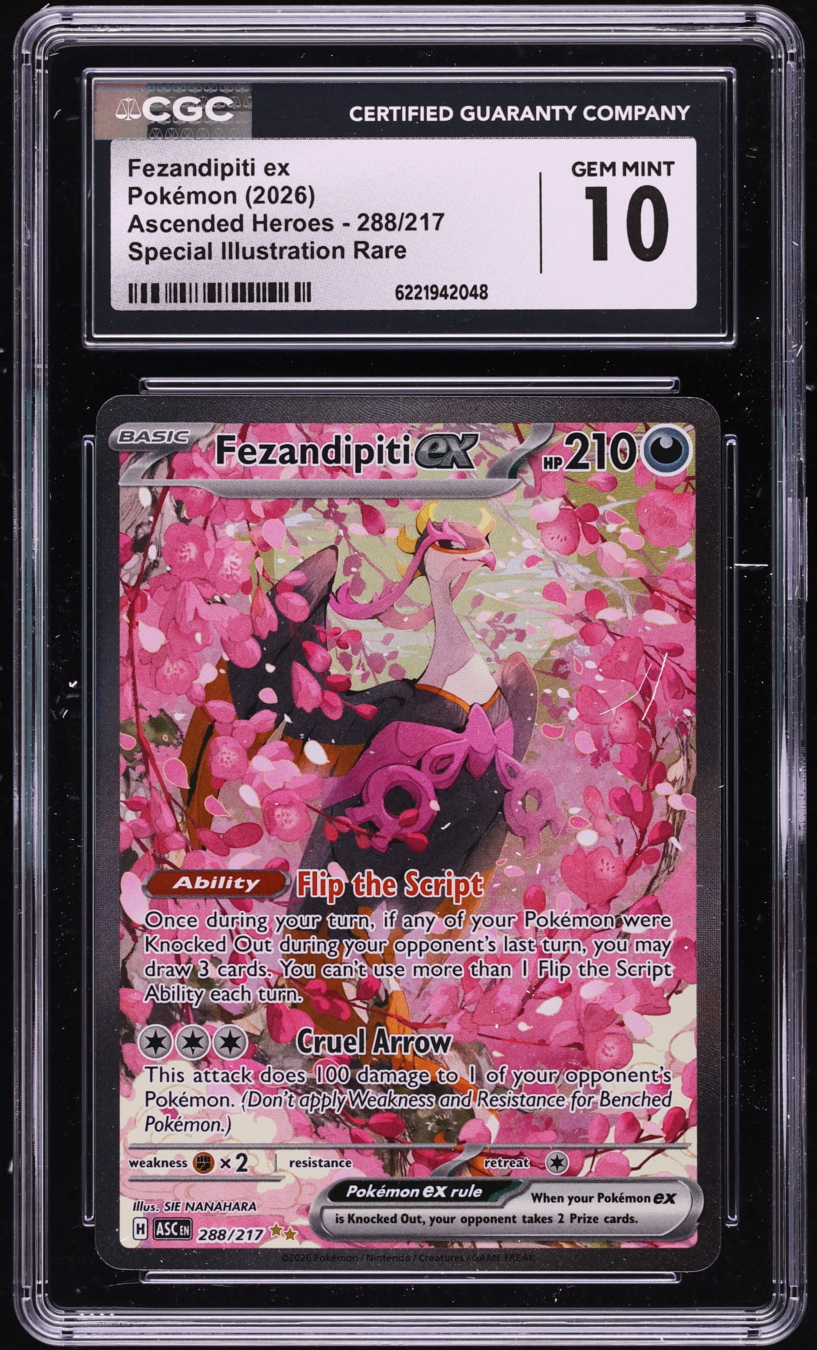 2026 Pokemon Mega Evolution Ascended Heroes SIR Fezandipiti EX #288 CGC 10 GEM MINT
