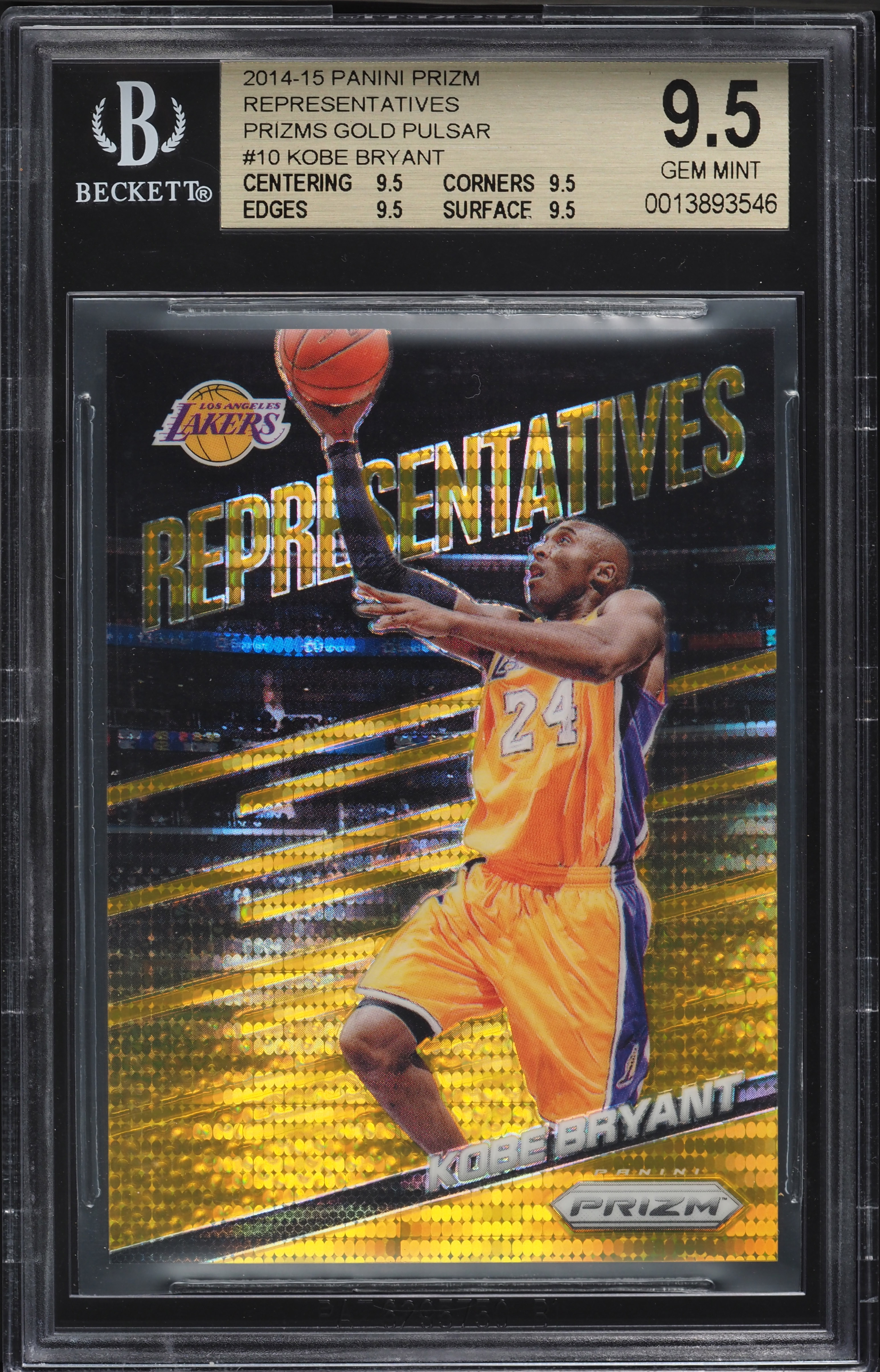 2014 Panini Prizm Representatives Gold Pulsar Kobe Bryant 10/10 BGS 9.5