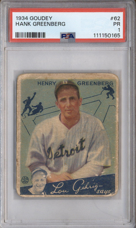 1934 Goudey #62 Hank Greenberg PSA 1