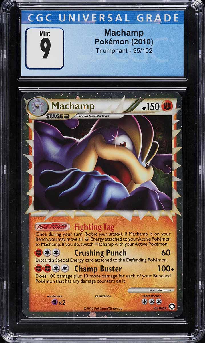 2010 Pokemon HeartGold & SoulSilver Triumphant Prime Machamp #95 CGC 9 MINT