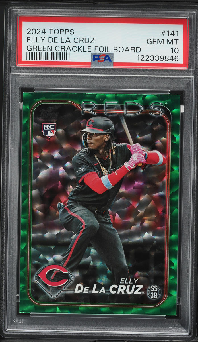2024 Topps Green Crackle Foil Board Elly De La Cruz ROOKIE /499 #141 PSA 10 GEM