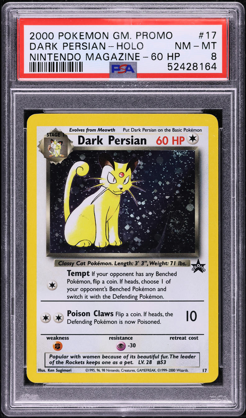 2000 Pokemon Promo Nintendo Power 60 HP Holo Dark Persian #17 PSA 8 NM-MT