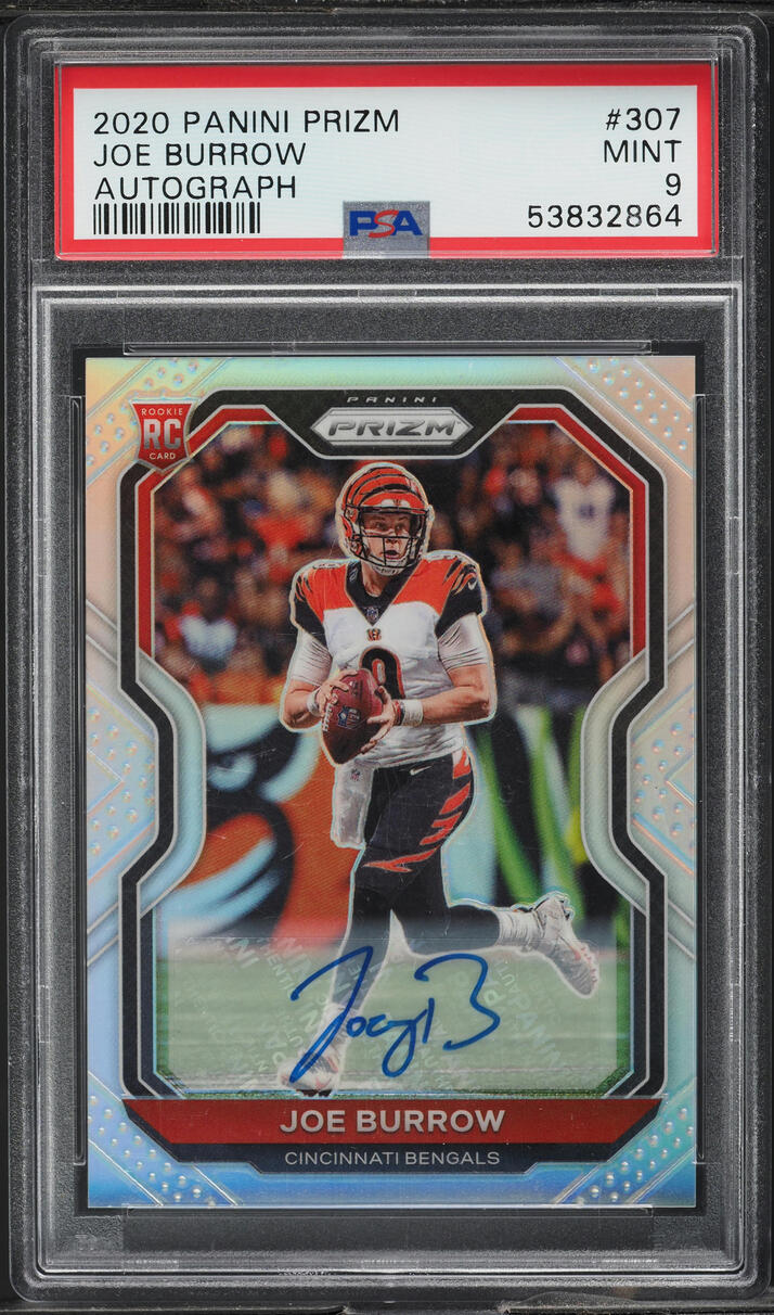 2020 Panini Prizm Silver Joe Burrow ROOKIE AUTO #307 PSA 9 MINT