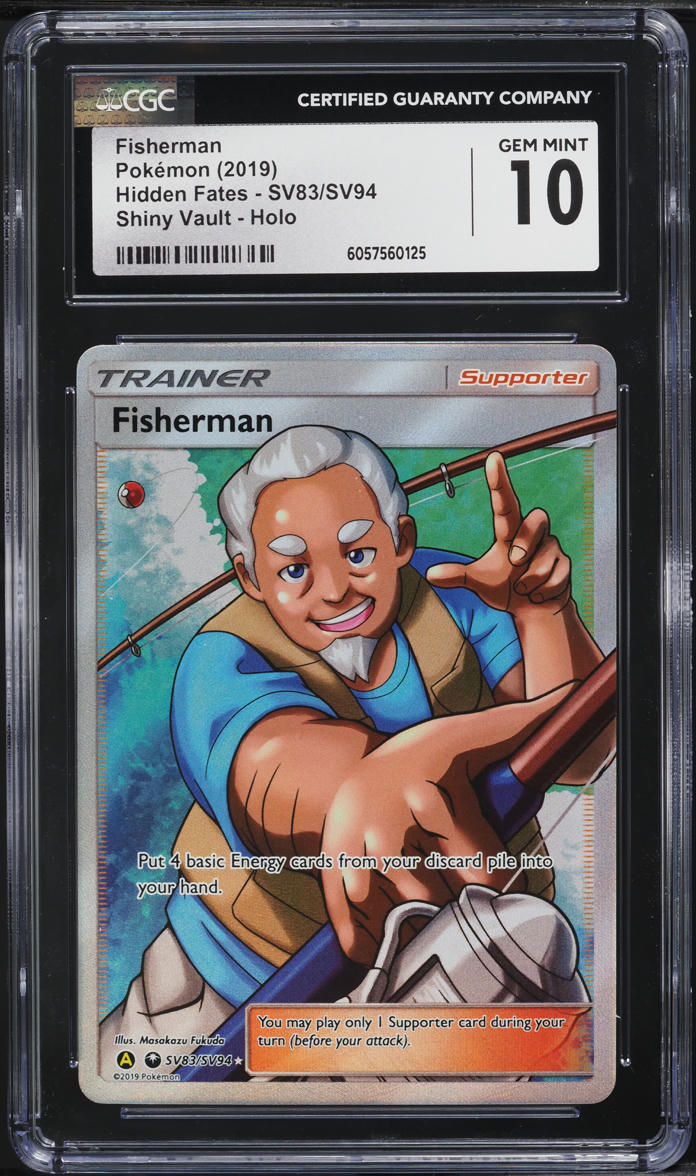 2019 Pokemon Sun & Moon Hidden Fates Full Art Fisherman #SV83 CGC 10 GEM MINT